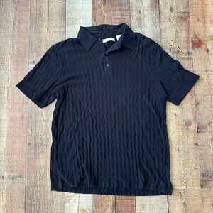 Perry Ellis Men's Size Medium Black Textured Polo Short Sleeve Shirt
